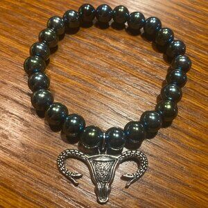 Handmade Blue Green Metal Snake Uterus Bracelet